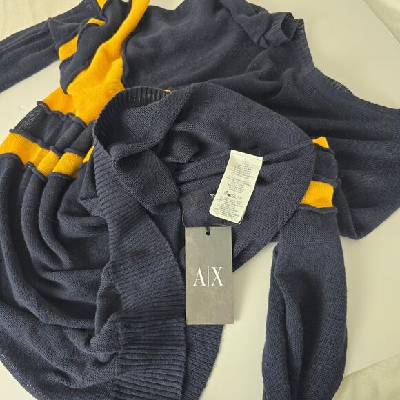 Y2K Armani Exchange Men's Semi Sheer Linen Blend Navy Sweater NWT NOS Size XL - Picture 7 of 9